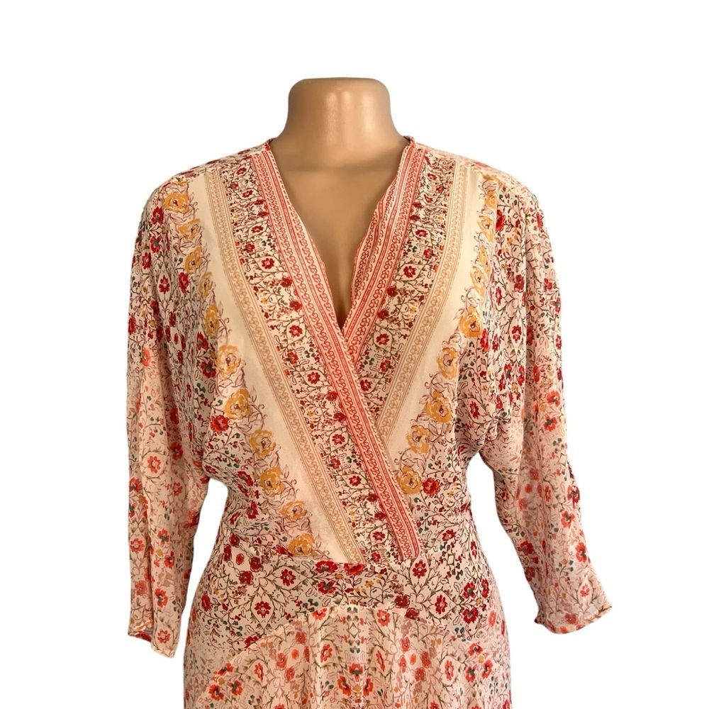 Anthropologie HD in Paris 3/4 Sleeves Floral Asymmetrical Hem Dress - Picture 3 of 11